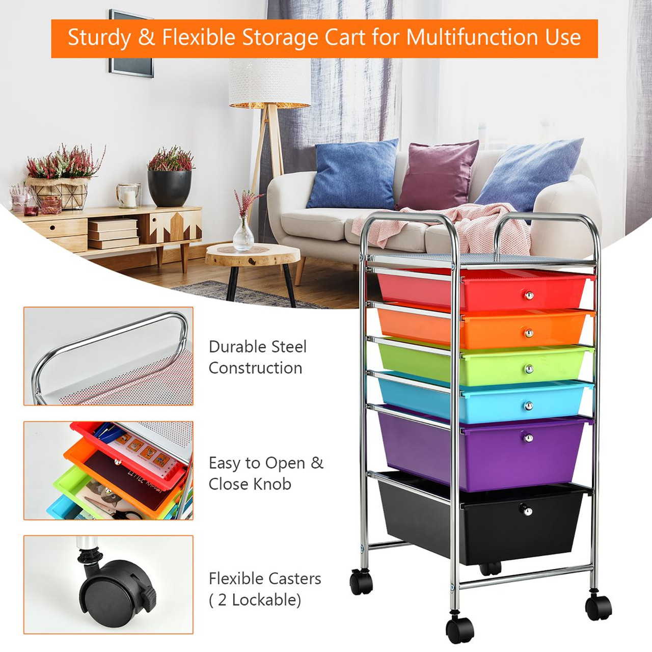 Costway 6-Drawer Rolling Storage Cart  product image