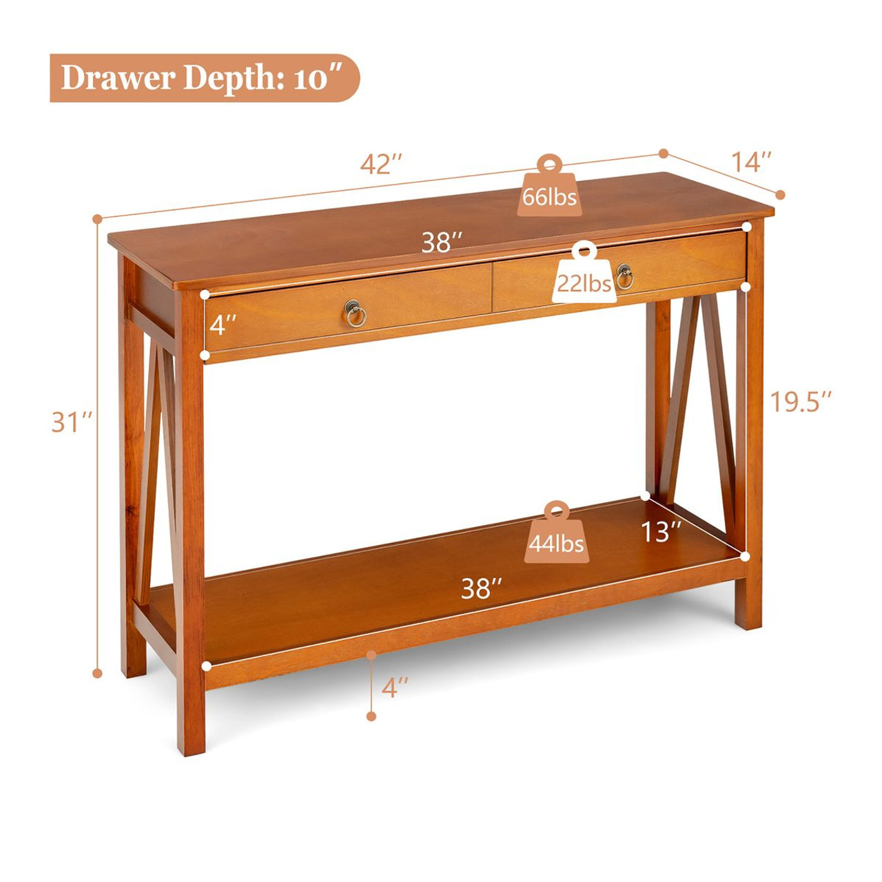 Console Table with Drawer Storage Shelf for Entryway Hallway product image