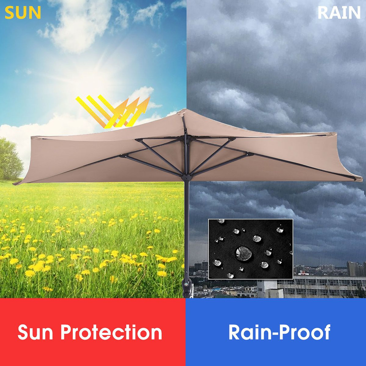 9-Foot Half-Round Patio Umbrella product image