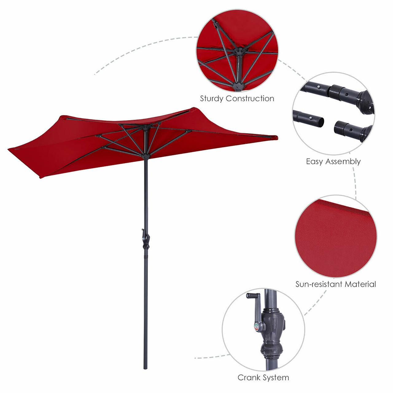 9-Foot Half-Round Patio Umbrella product image