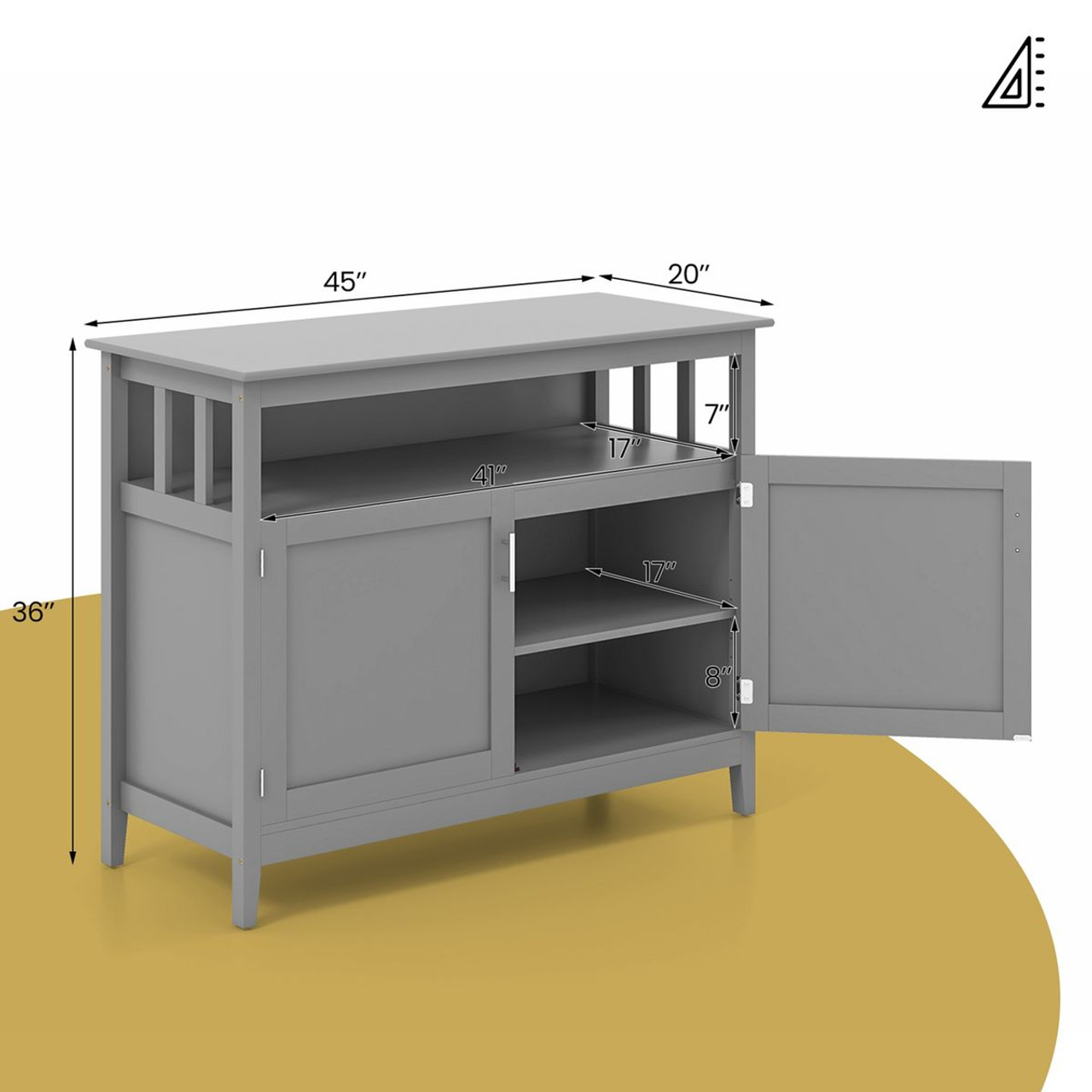 Kitchen Sideboard Buffet Server with Cupboard Cabinet product image