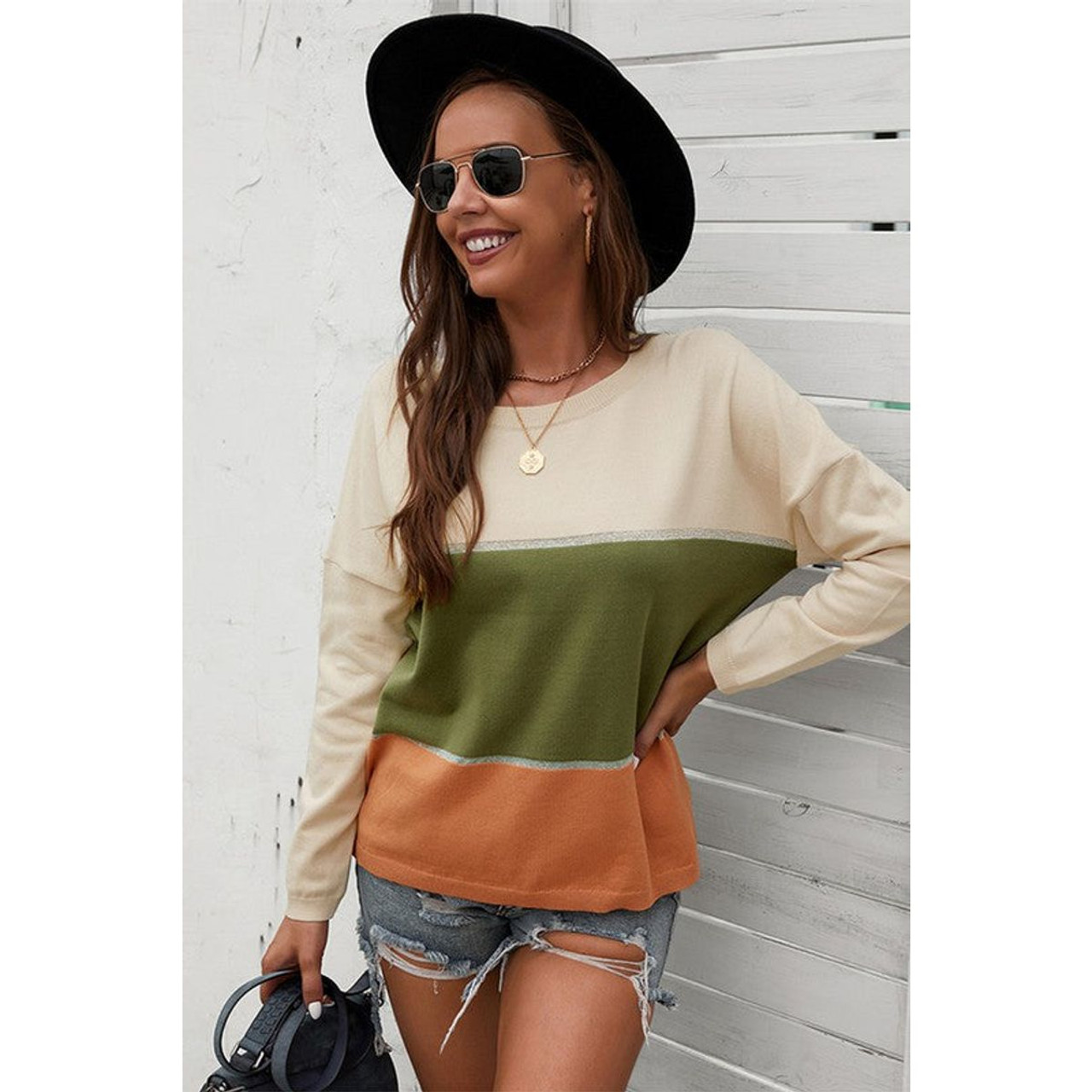 Women's Colorblock Long Sleeve Knit Sweater product image