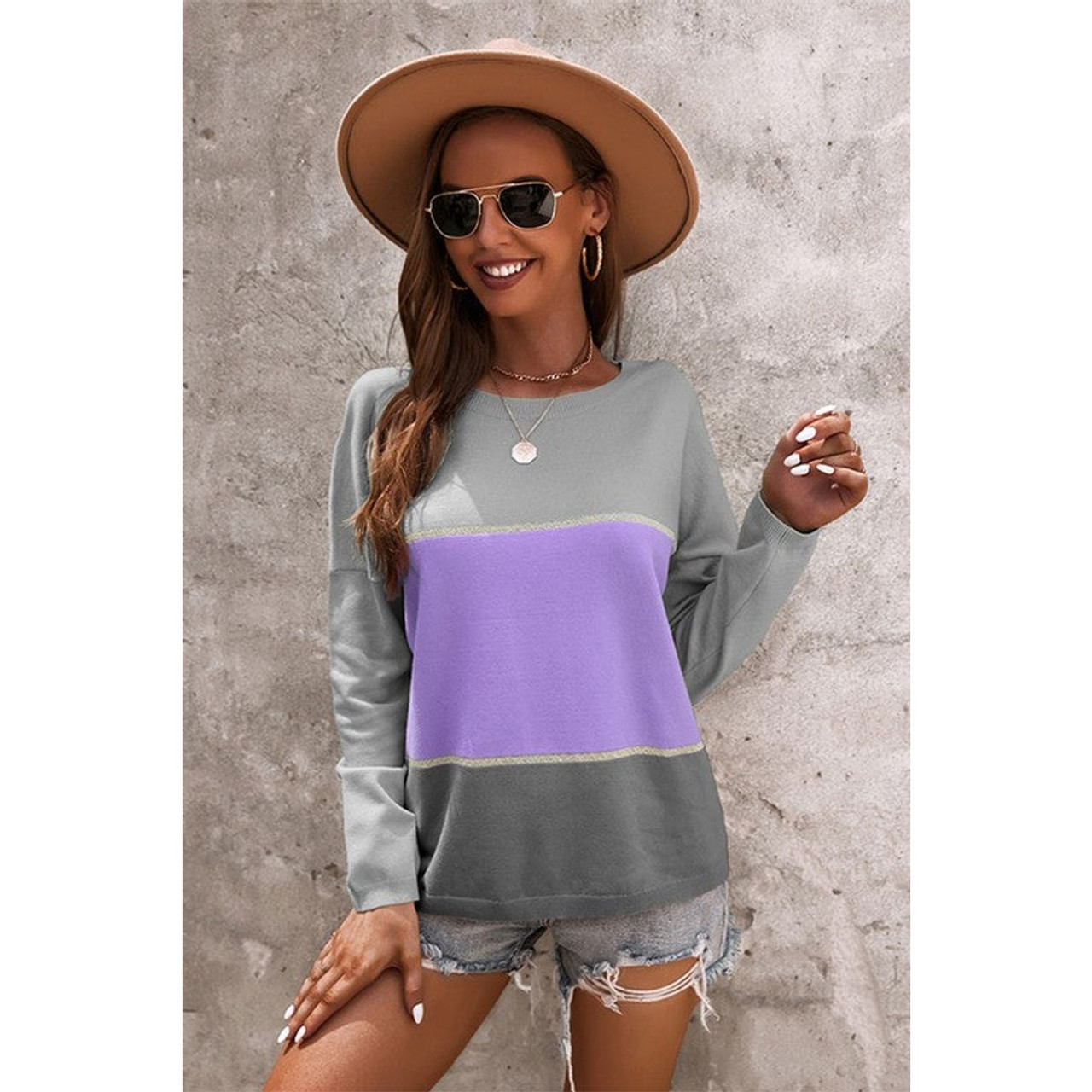 Women's Colorblock Long Sleeve Knit Sweater product image