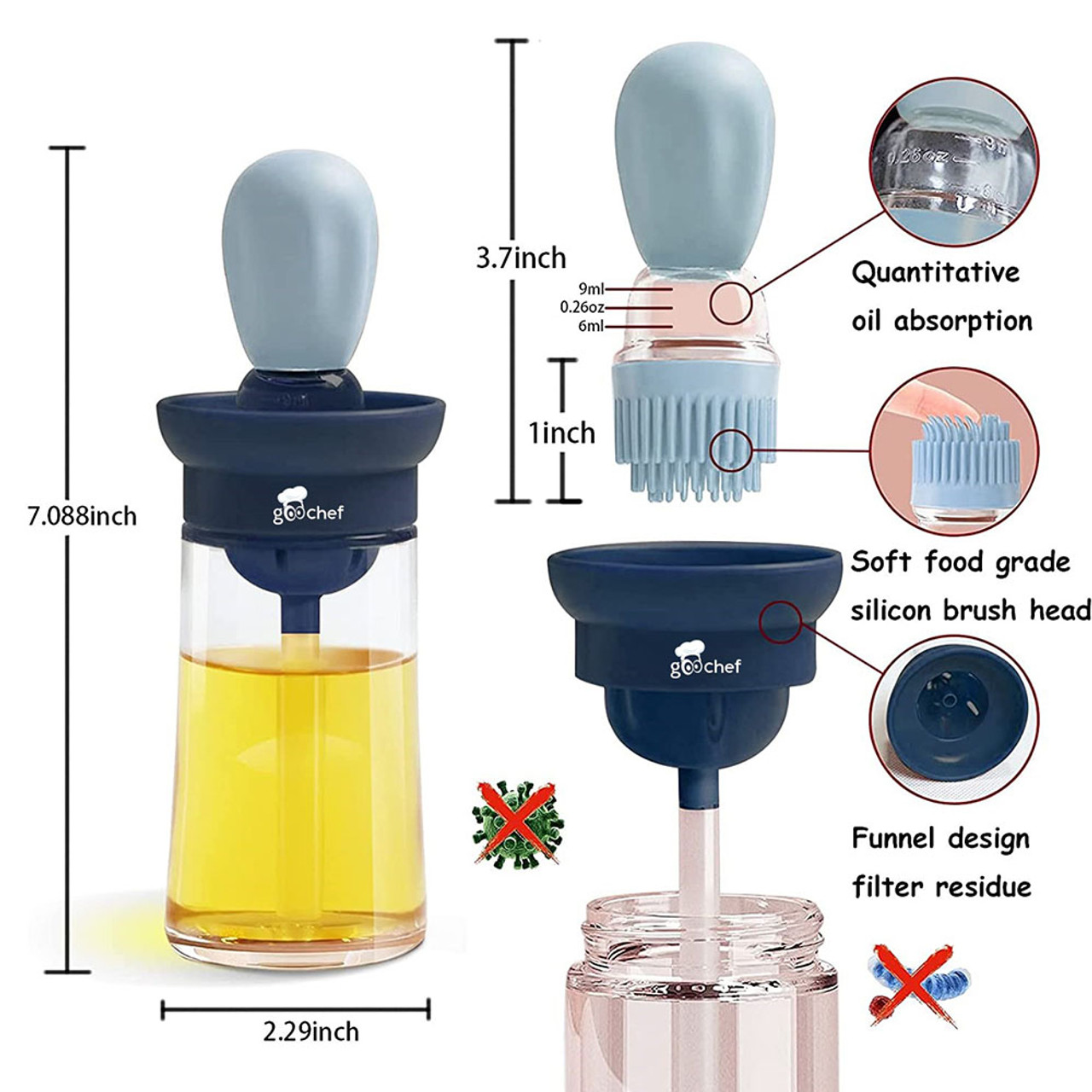 Olive Oil Dispenser Bottle with Silicone Brush (1- or 2-Pack) product image