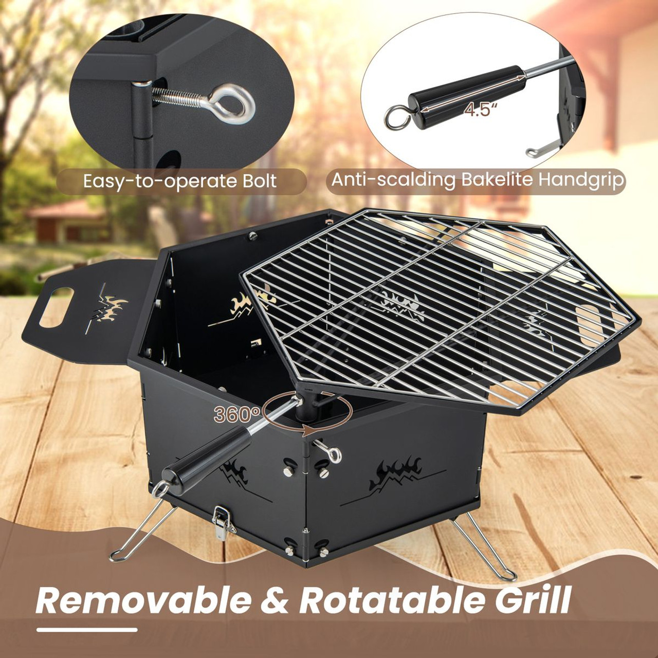 360° Rotatable Foldable Charcoal Grill Stove  product image