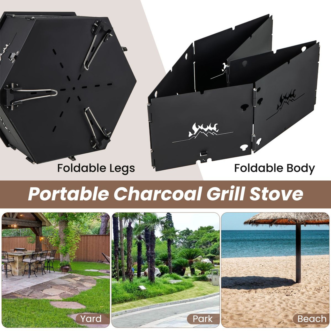 360° Rotatable Foldable Charcoal Grill Stove  product image