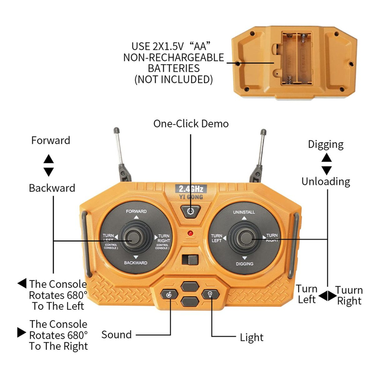 Remote Control Excavator ,1:20 Remote Control Digger Excavator Toys,11CH Engineering Vehicle Excavator Toy product image