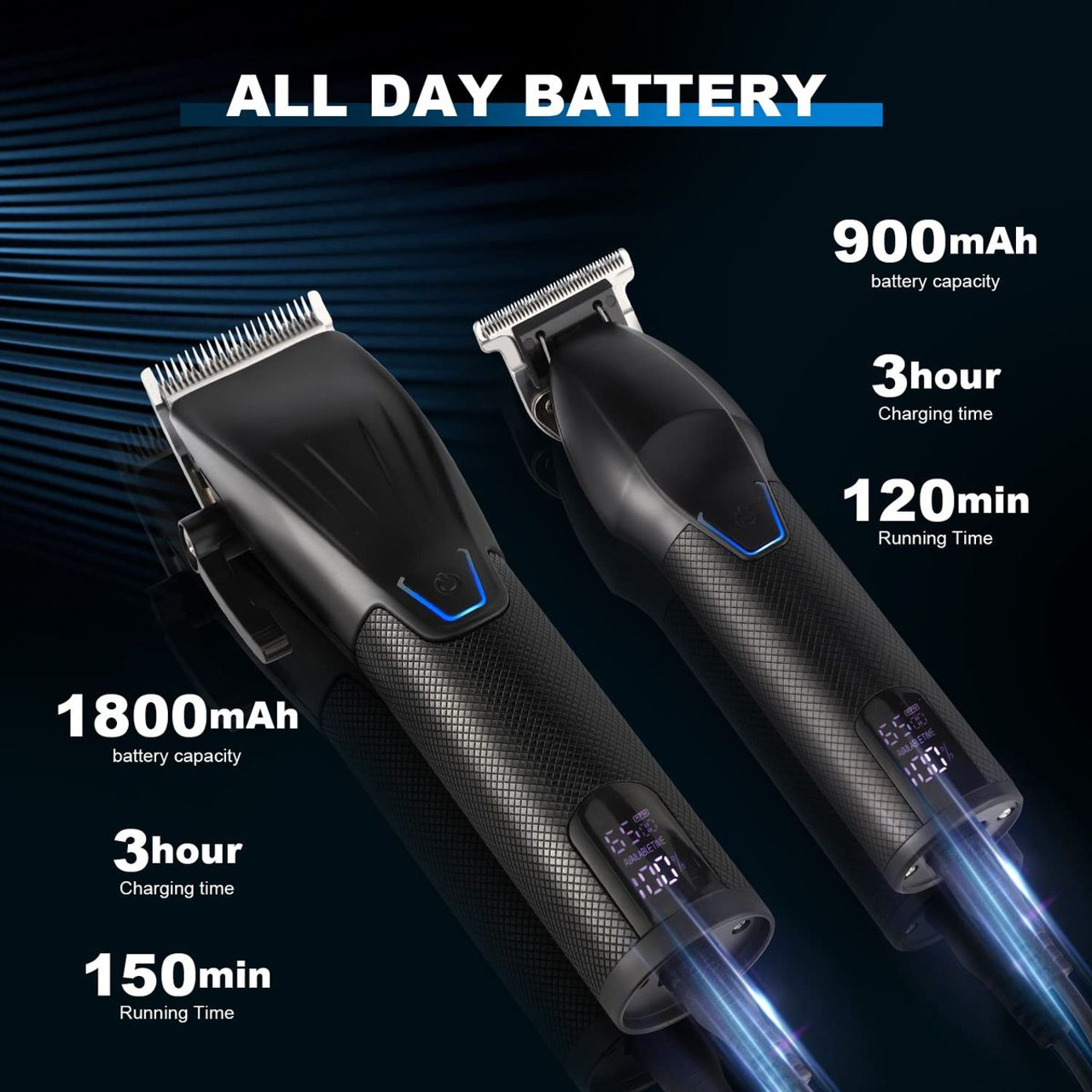 Professional Hair Clippers Trimmer Barber Clipper Set Cordless Hair Cutting Grooming Haircut Kit for Men-Black product image