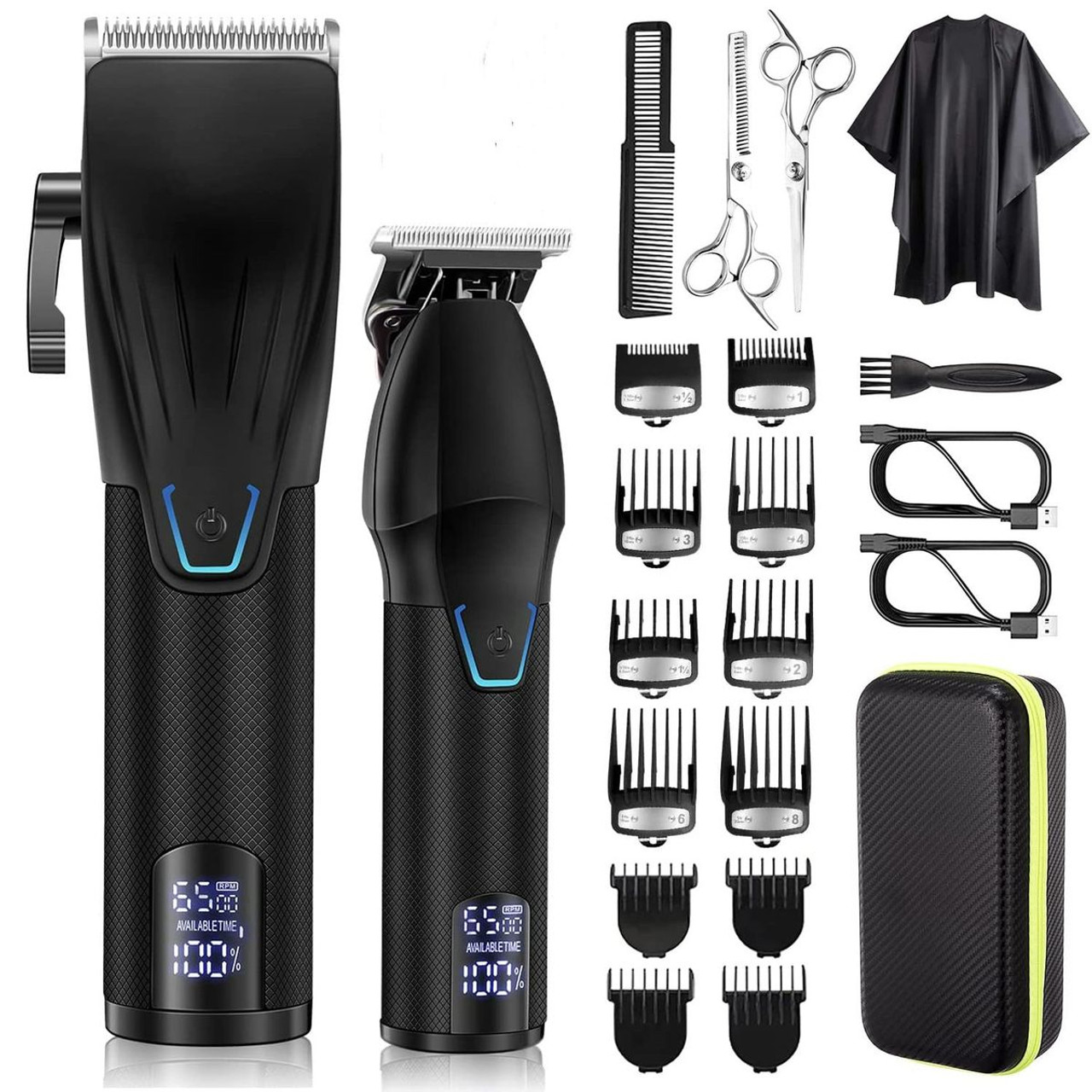 Professional Hair Clippers Trimmer Barber Clipper Set Cordless Hair Cutting Grooming Haircut Kit for Men-Black product image