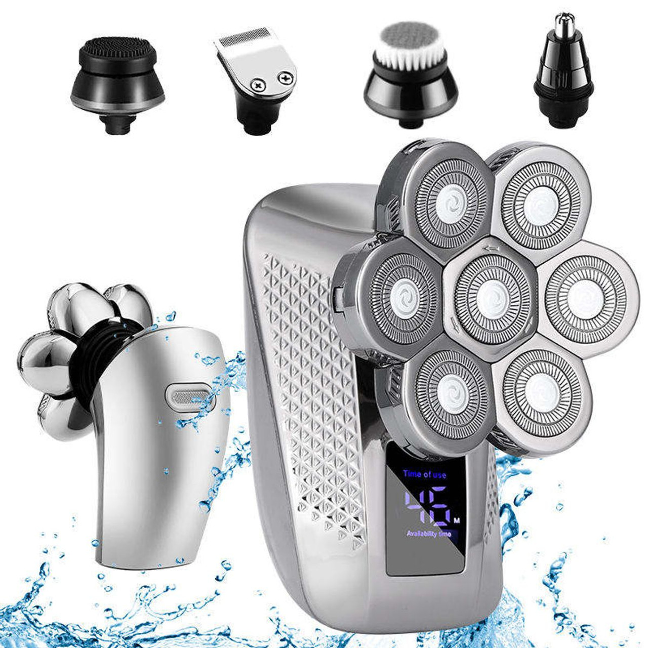 5-in-1 Hair Trimmer Electric Shaver Rotary Razor Washing 7D Shaver Beard Nose Rechargeable Waterproof for Men product image
