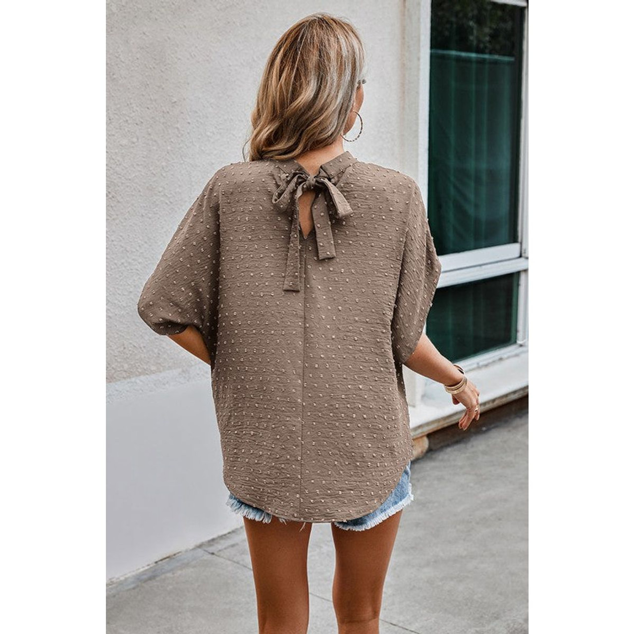 Women's Boho Swiss Dot Batwing Sleeve Blouse product image