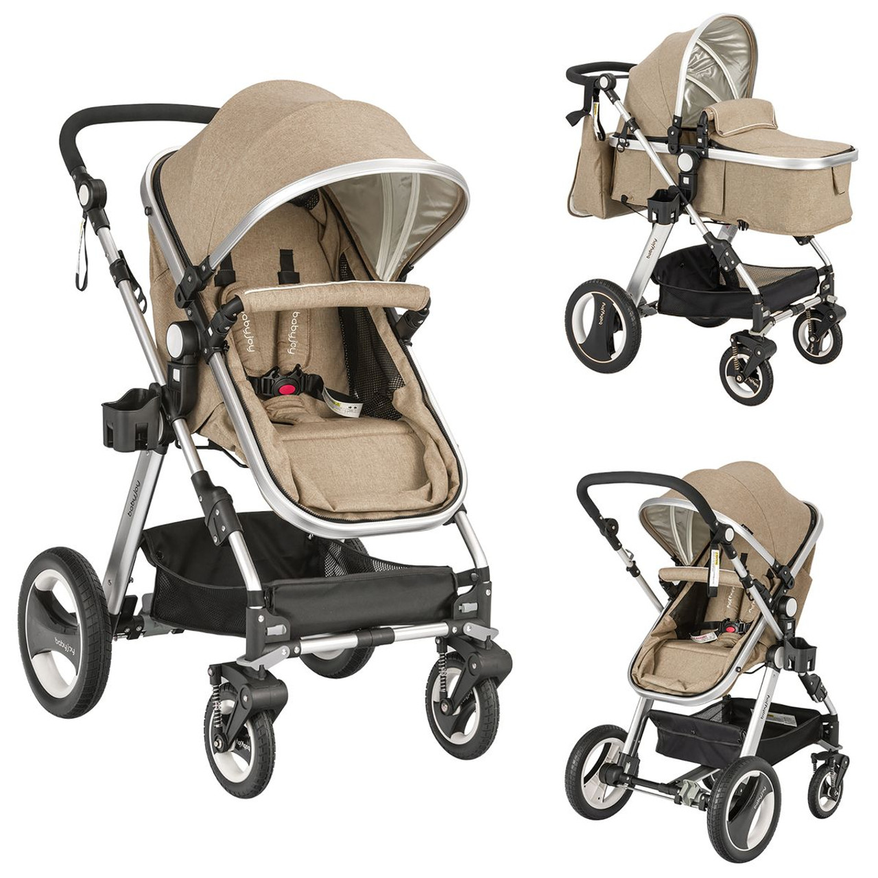 Folding Aluminum Baby Stroller Pram with Diaper Bag by Babyjoy™ product image