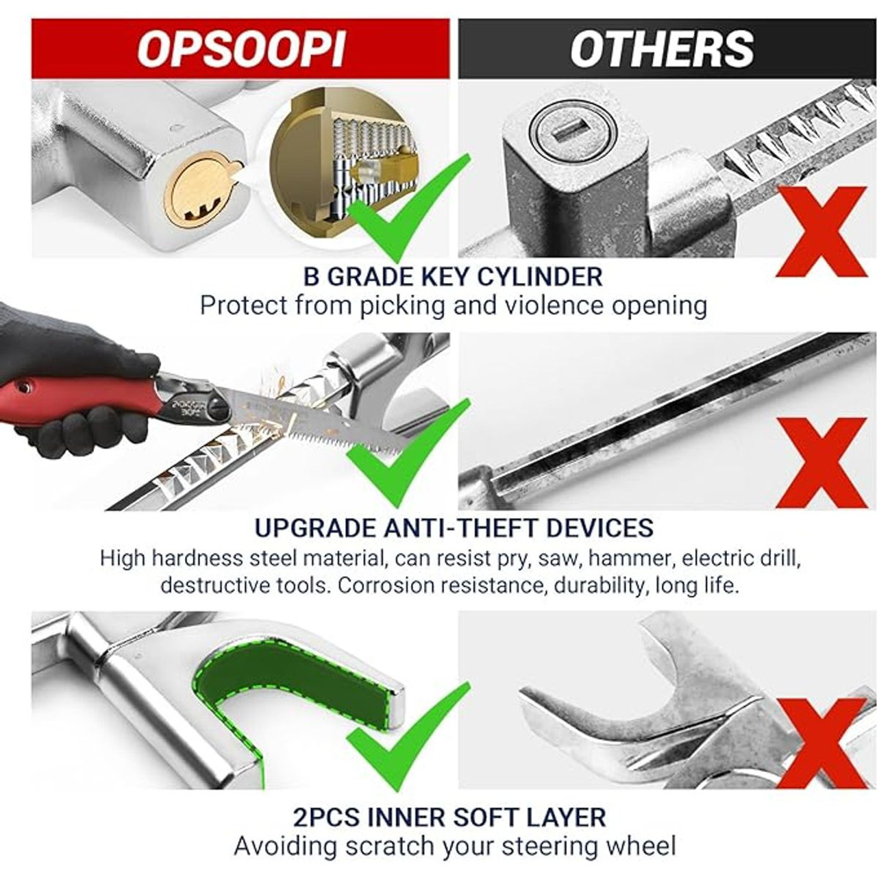 Anti-Theft Steering Wheel Bar Lock for Cars product image