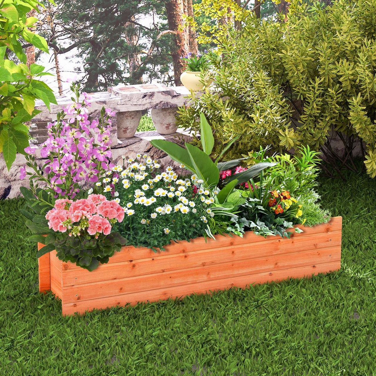 Fir Wood Planter Box with 2 Drainage Holes and 3 Added Bottom Crossbars product image