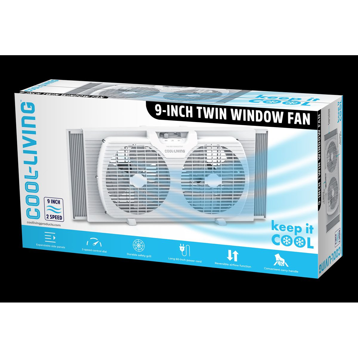 Cool-Living™ 9-Inch Twin Window Fan with Reversible Airflow Control product image