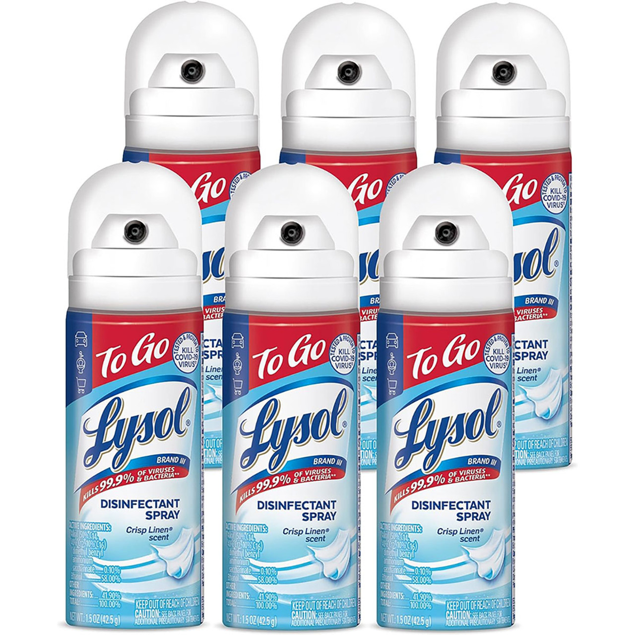 Lysol® Disinfectant Spray, Crisp Linen Scent, 1.5 oz. (6-Pack) product image