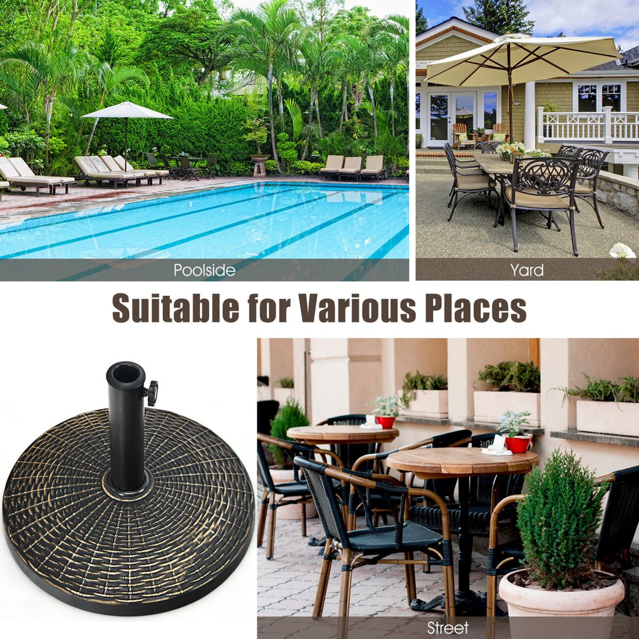 Costway 22 lbs Round Patio Umbrella Base with Adjustable Knob product image