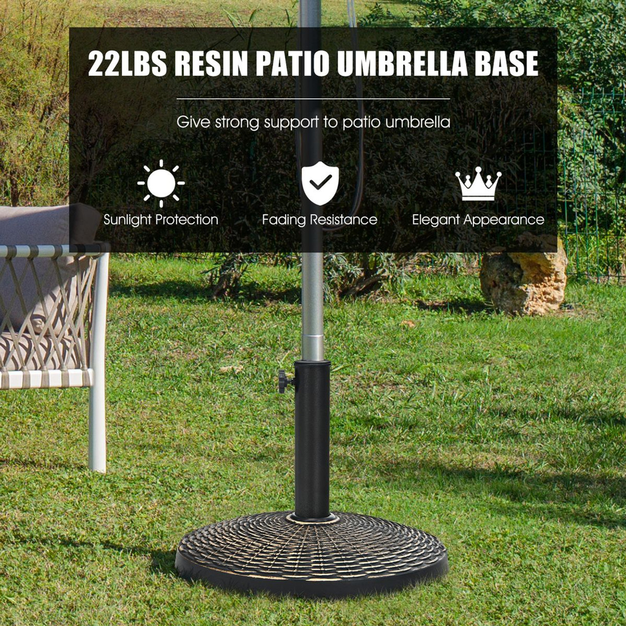Costway 22 lbs Round Patio Umbrella Base with Adjustable Knob product image