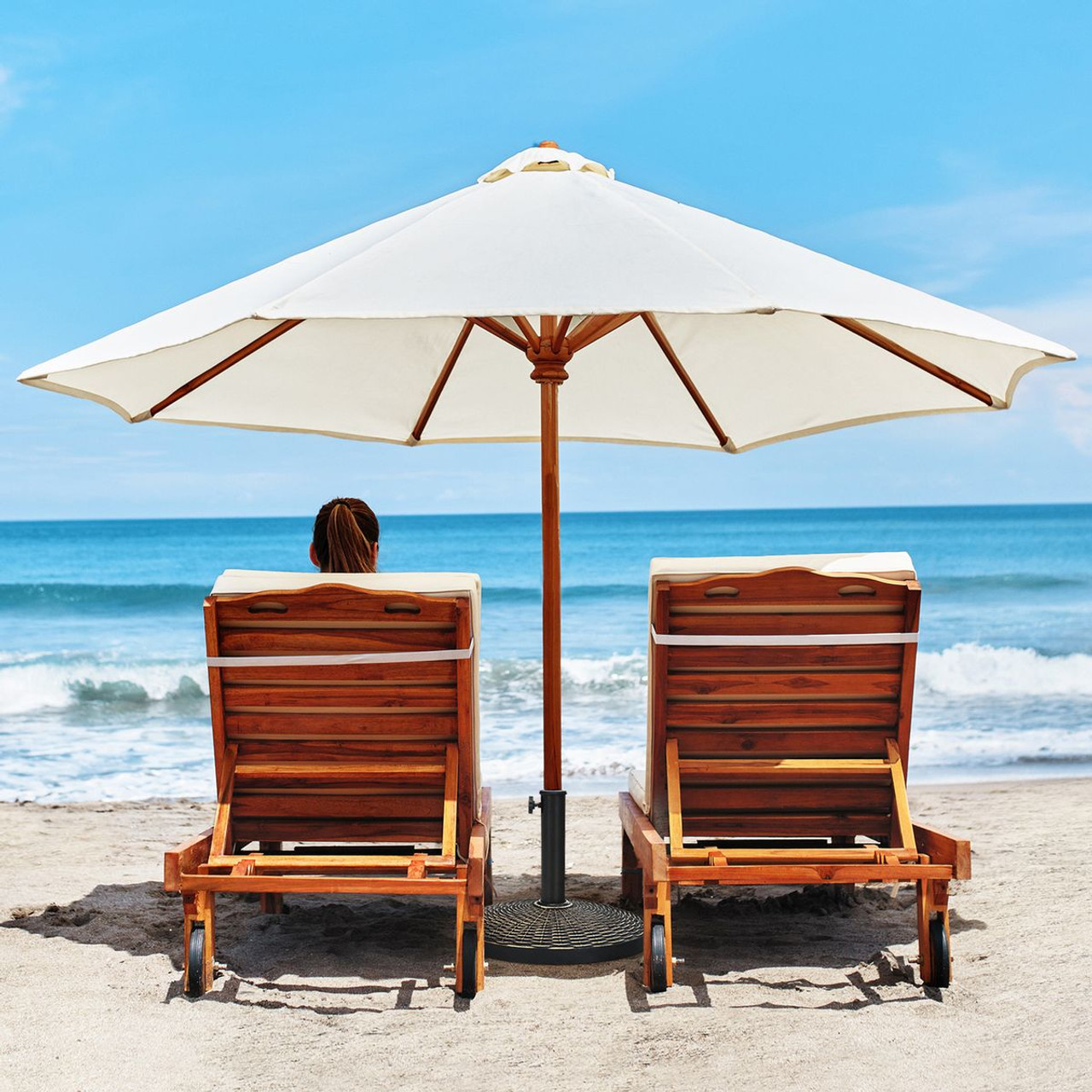 22-Pound Patio Resin Umbrella Base with Wicker Style for Outdoor Use product image