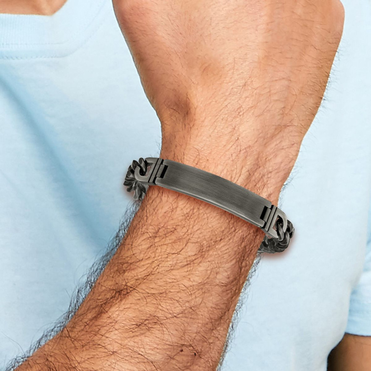 Brushed Antiqued Stainless Steel ID Bracelet  product image