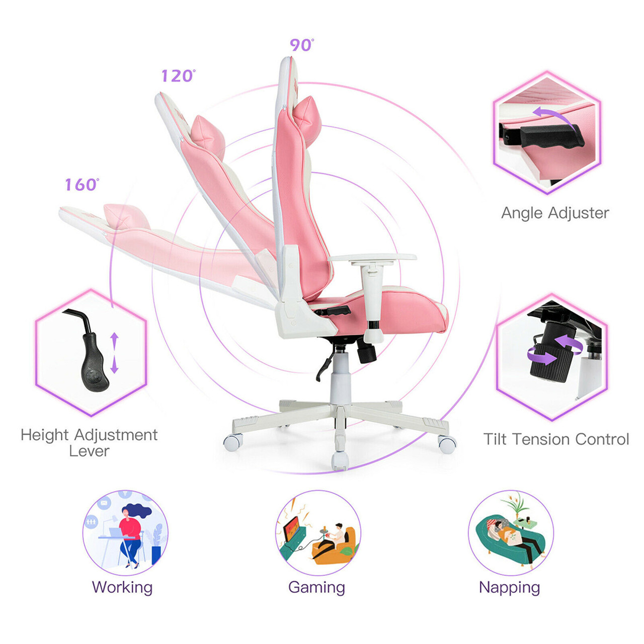 Ergonomic High-Back Swivel Gaming Chair with Headrest & Lumbar Support product image