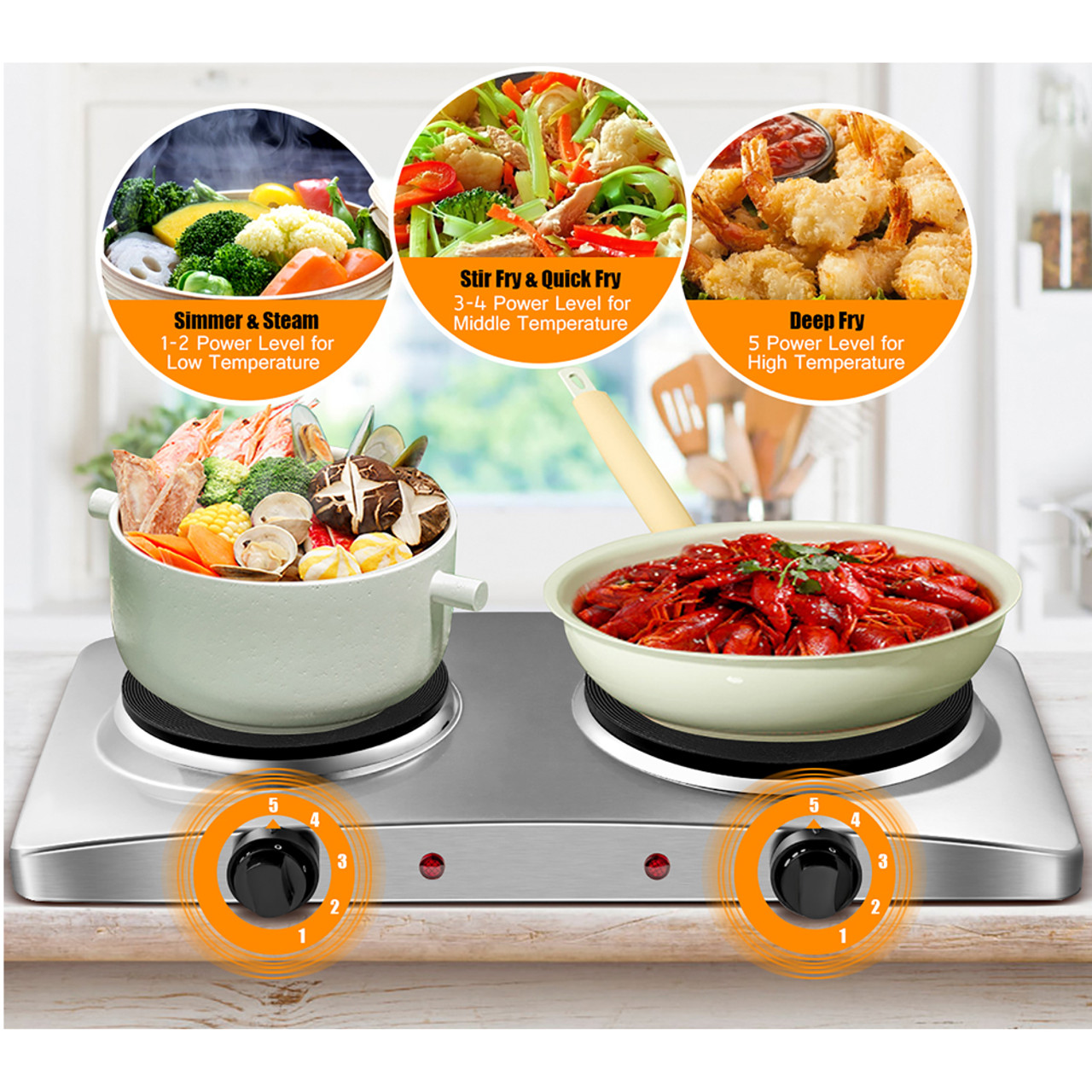 Electric 1800W Countertop Double Hot Plate product image