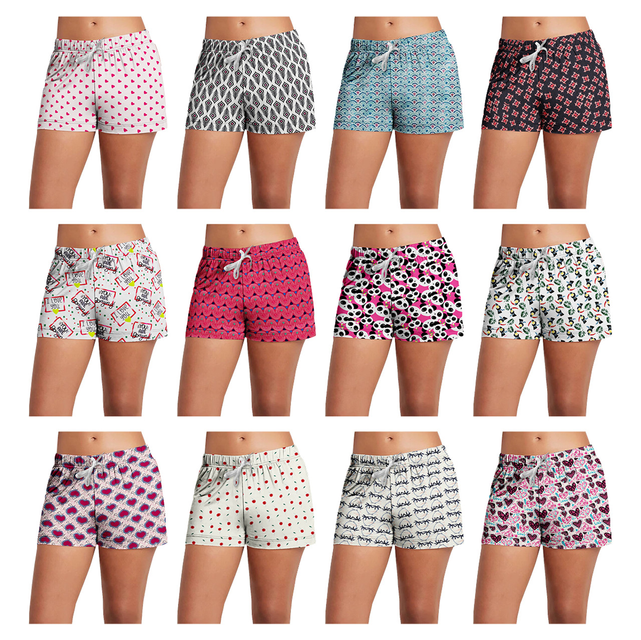 Women's Ultra-Soft Cozy Fun Printed Pajama Lounge Shorts (4-Pair) product image