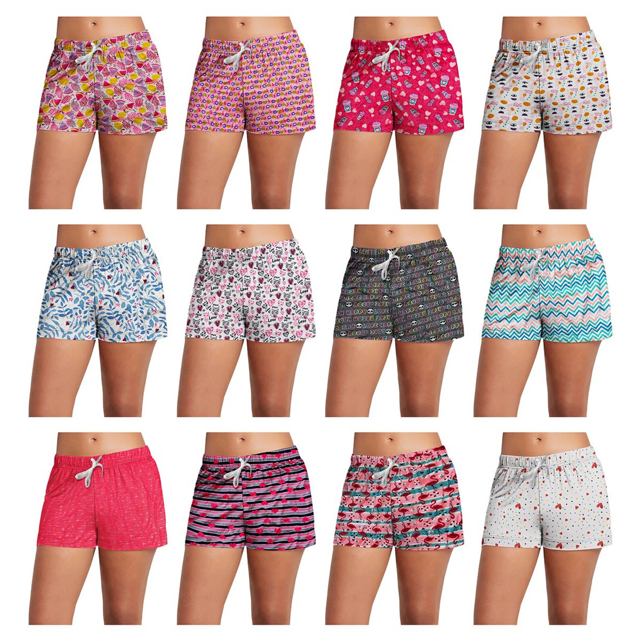 Women's Ultra-Soft Cozy Fun Printed Pajama Lounge Shorts (4-Pair) product image