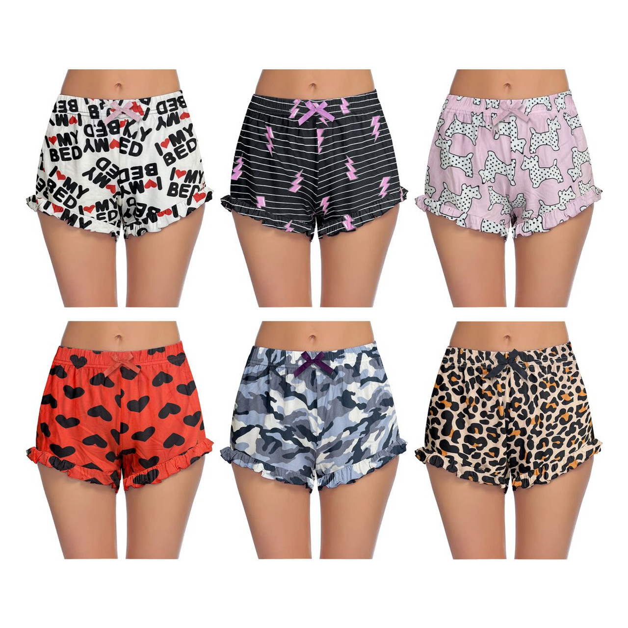 Women's Ultra-Soft Cozy Fun Printed Pajama Lounge Shorts (4-Pair) product image