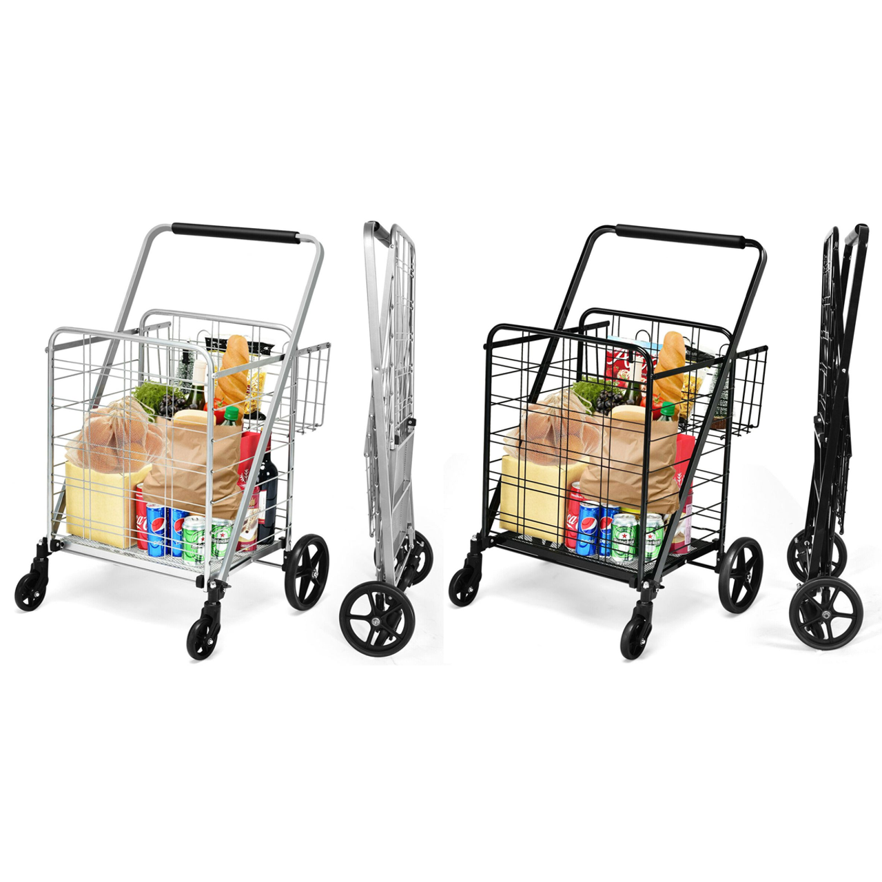 Heavy-Duty Folding Utility Shopping Double Cart product image