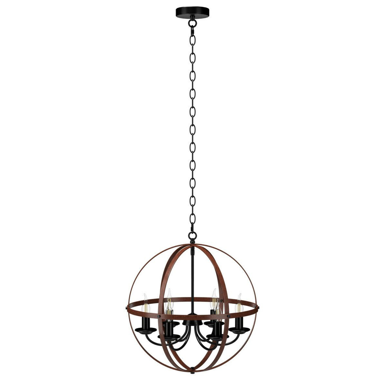 Rustic Vintage 6-Light Orb Chandelier with Bronze Finish product image