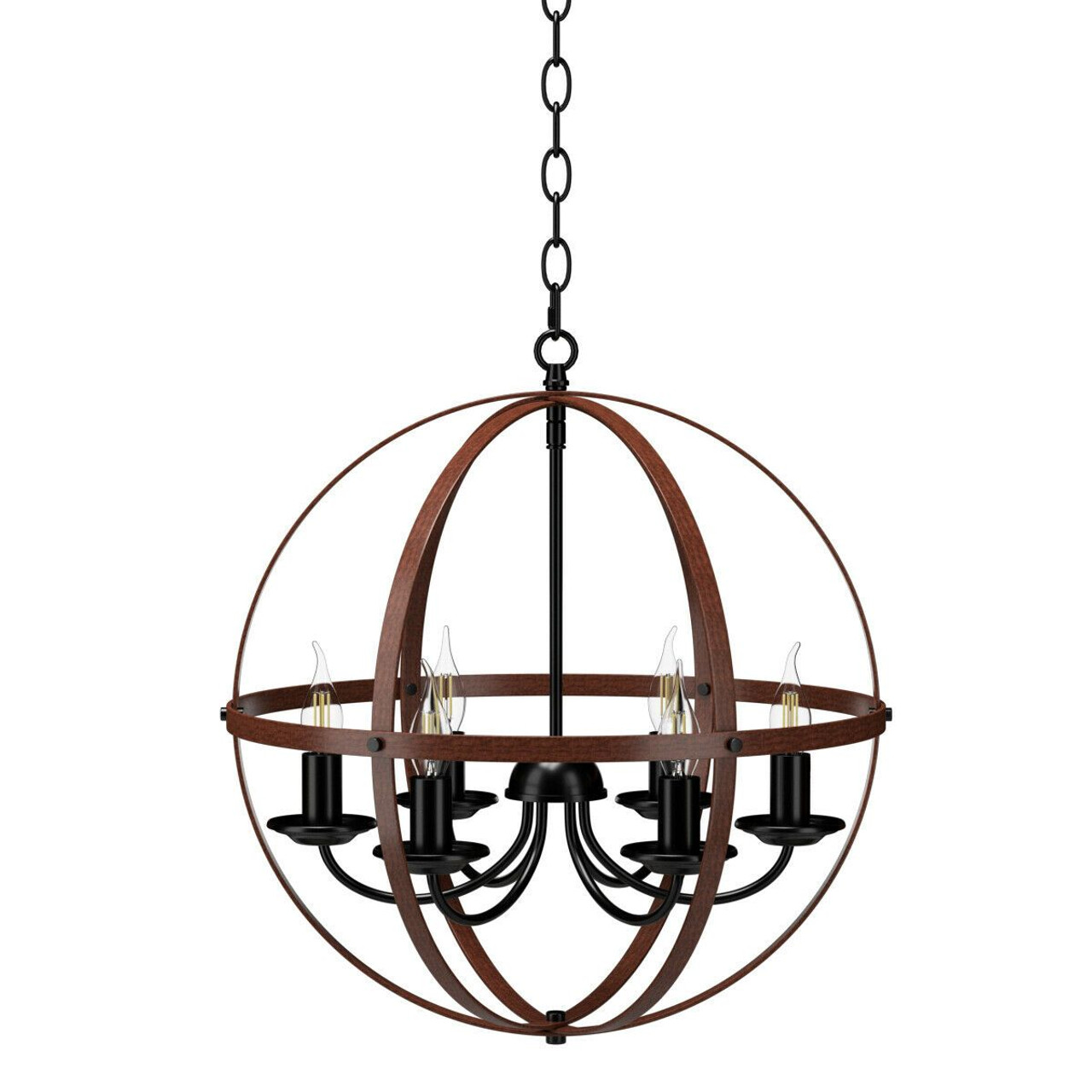 Rustic Vintage 6-Light Orb Chandelier with Bronze Finish product image