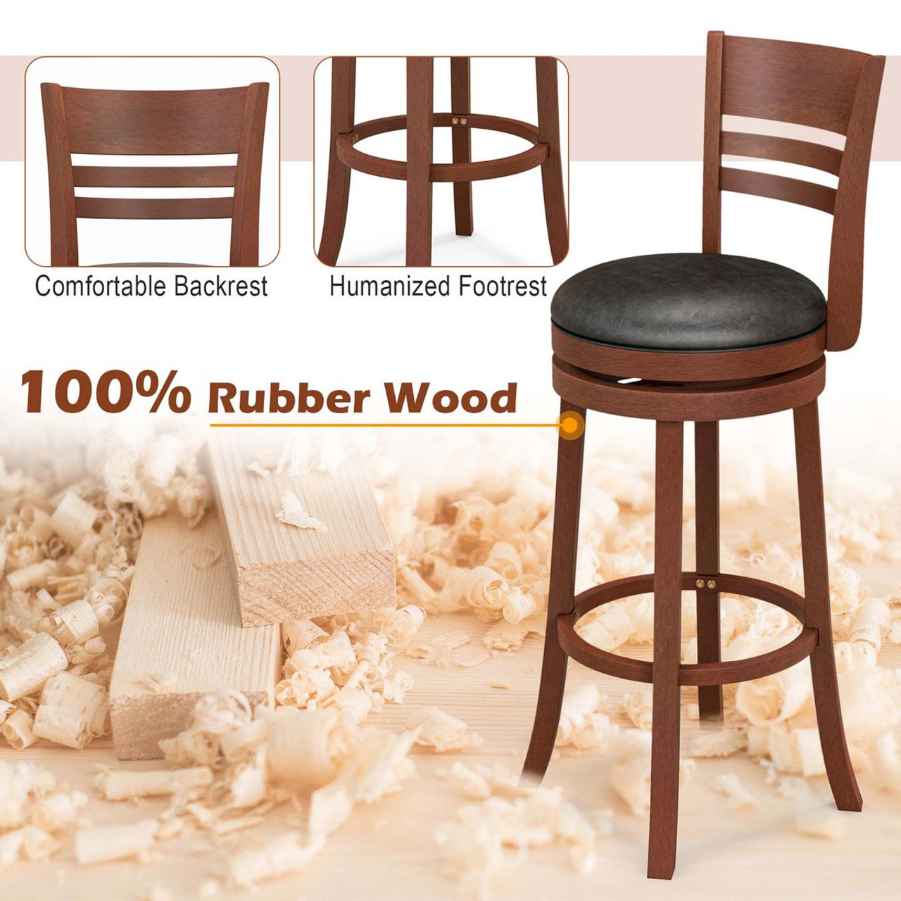 Swivel Bar Height Stools with Backrests (Set of 4) product image