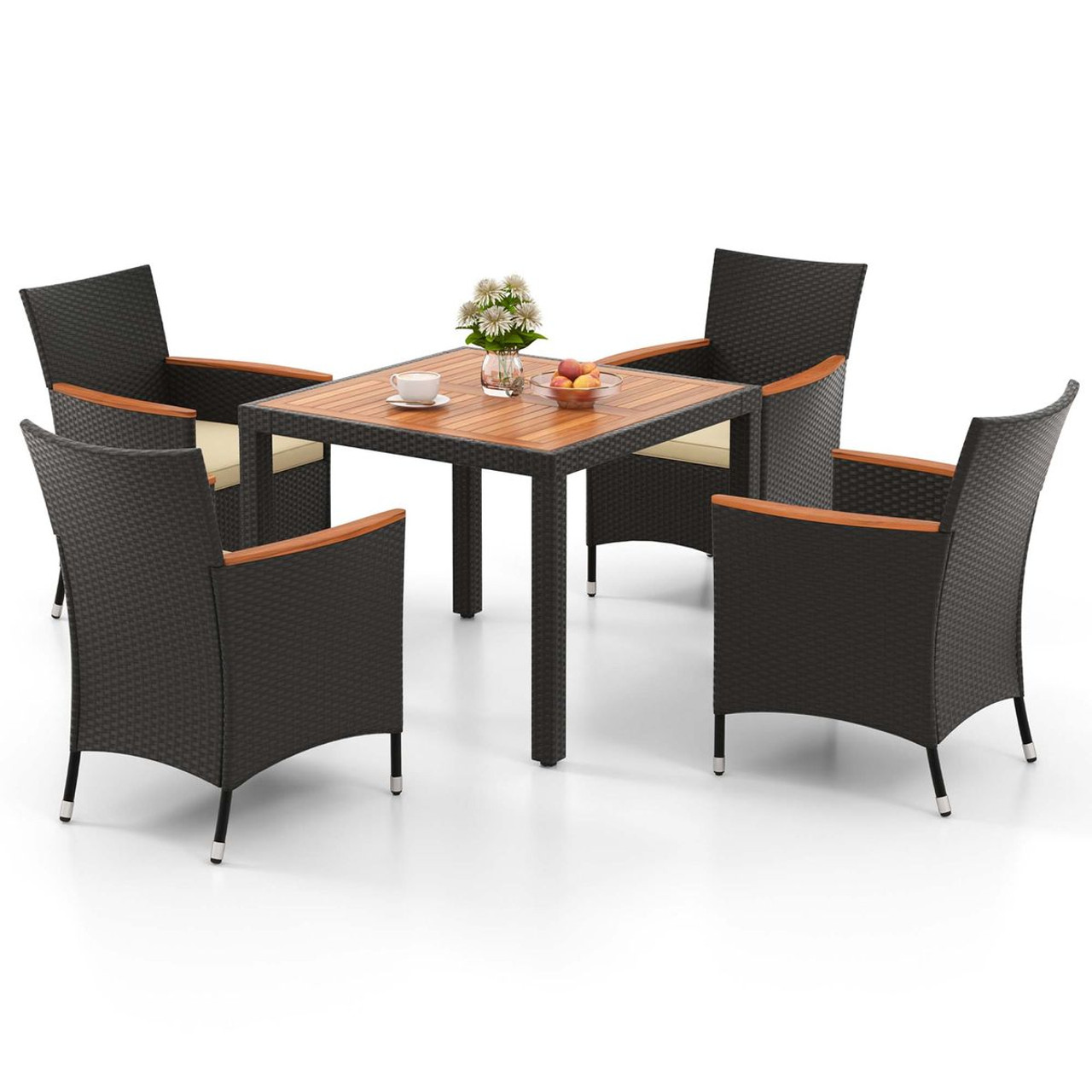 5-Piece Patio Dining Table Set for 4 with Umbrella Hole product image