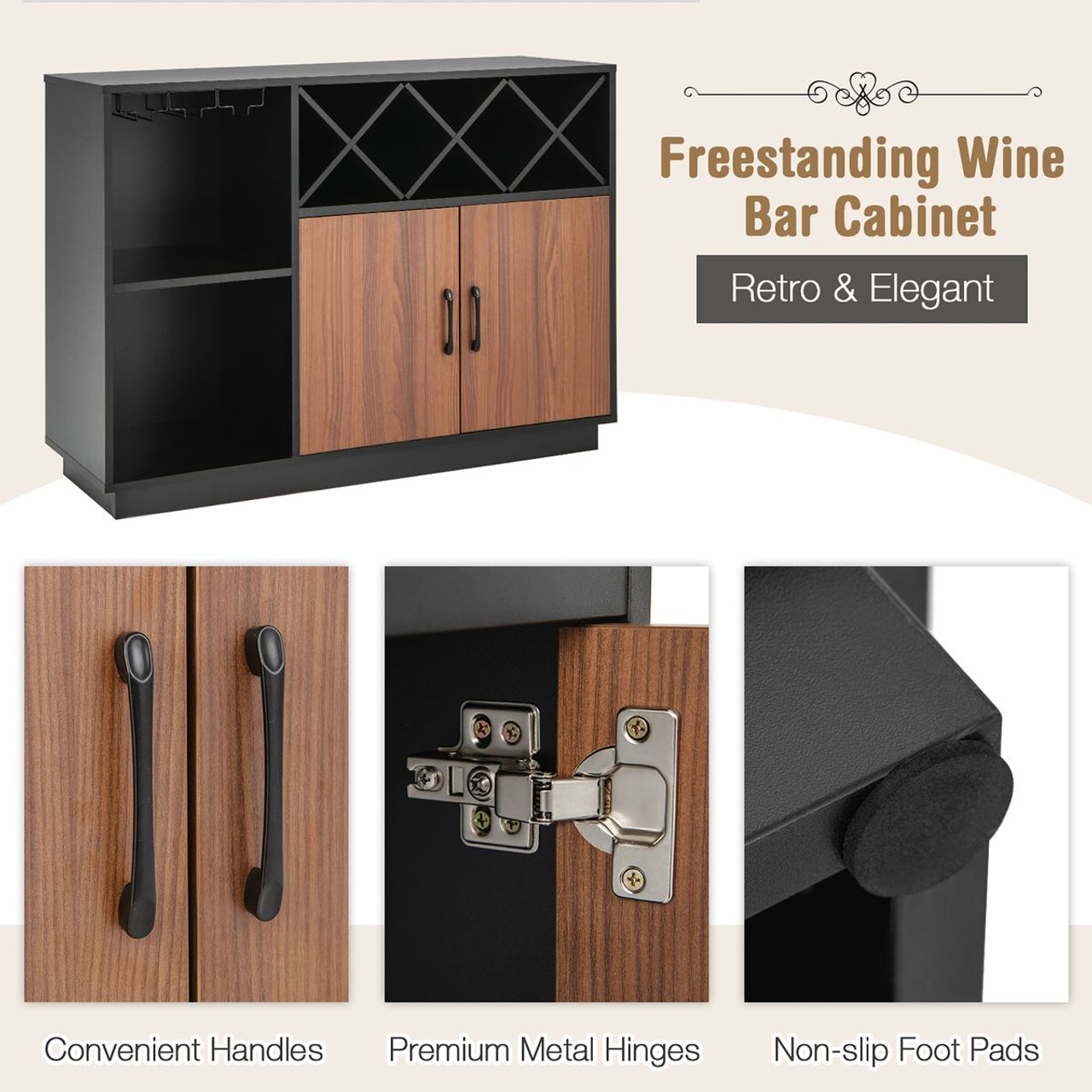 Costway Industrial Wine Bar Cabinet Sideboard product image