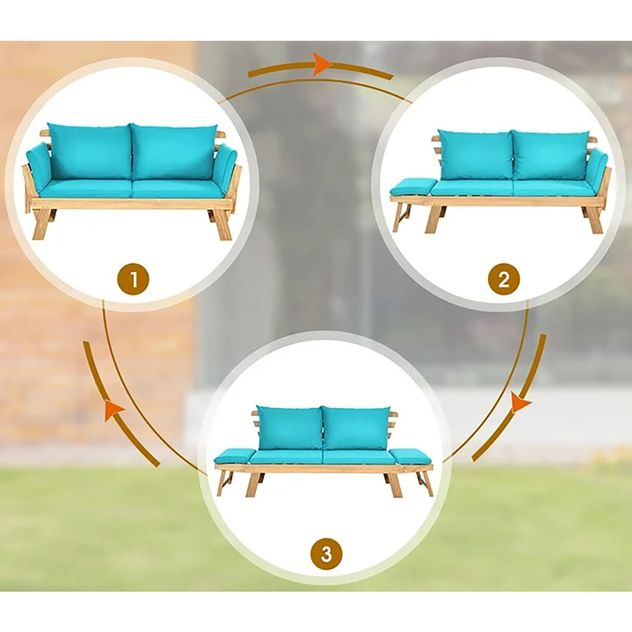 Adjustable Patio Convertible Sofa with Thick Cushion product image