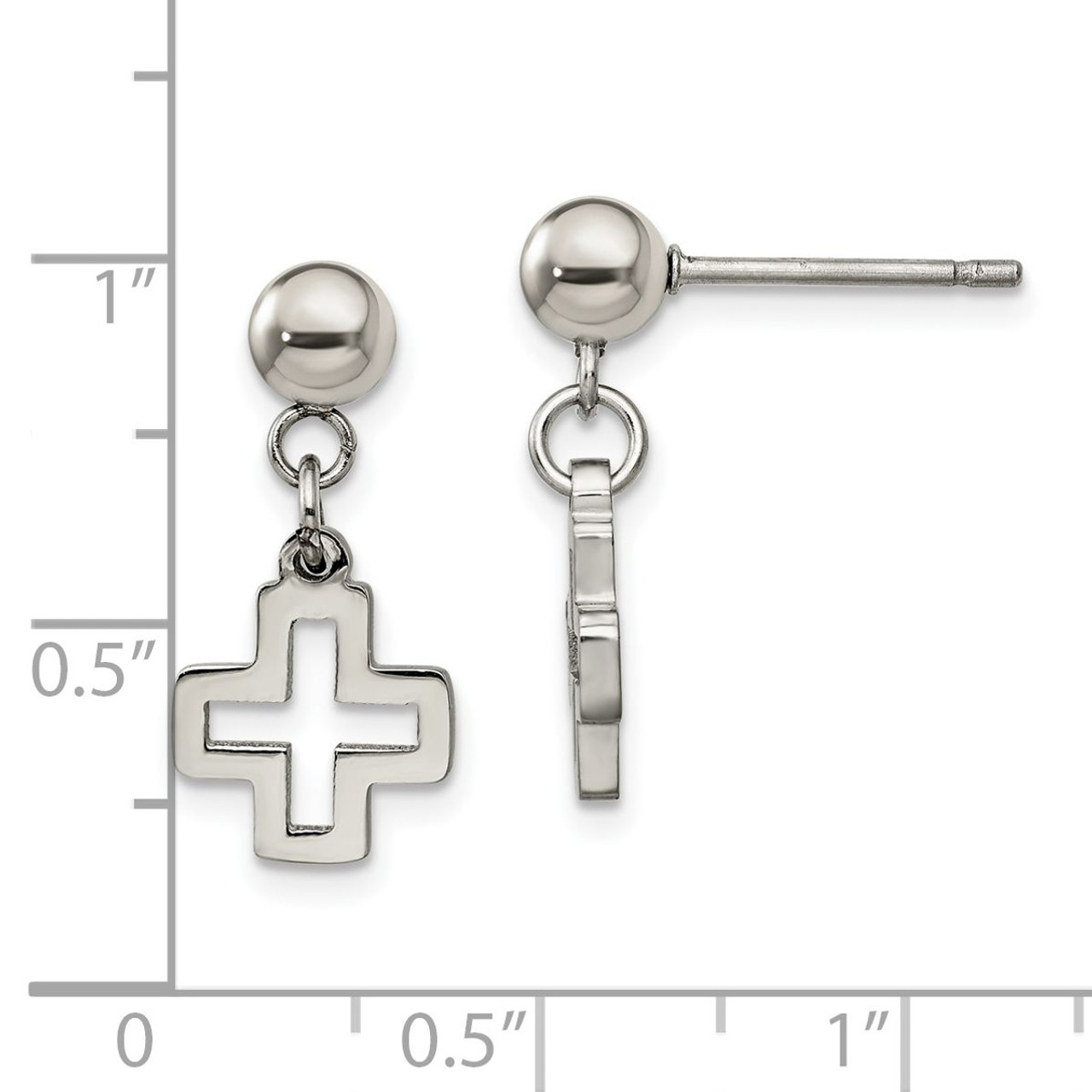 Stainless Steel Polished Cross Post Dangle Earrings product image