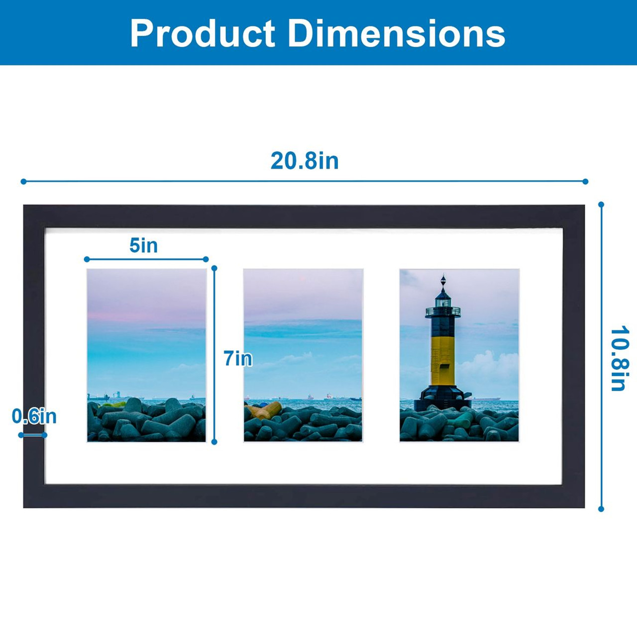 iMounTEK® 5 x 7-Inch 3-Opening Picture Frame (2-Pack) product image