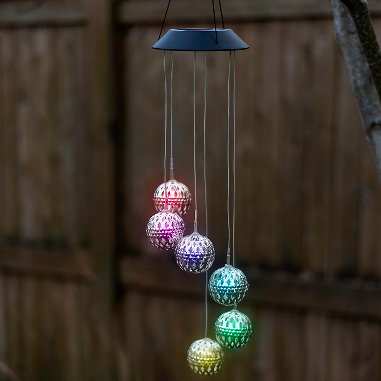 Whimsical Color-Changing Solar LED Ornament Hanging Wind Spinner (1- or 2-Pack) product image