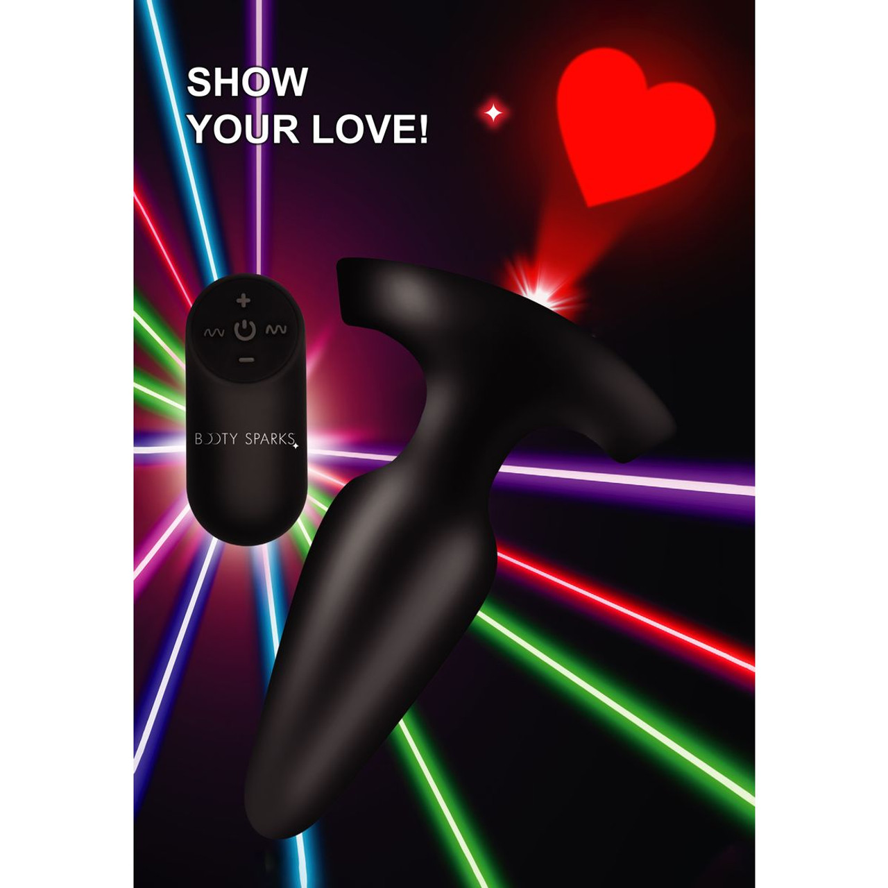 Booty Sparks Laser Series 28X Heart Vibrating Silicone Anal Plug with Remote product image