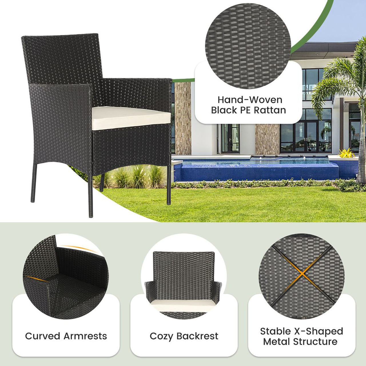 5-Piece Outdoor Wicker Sofa Set with Coffee Table & 2 Ottomans product image