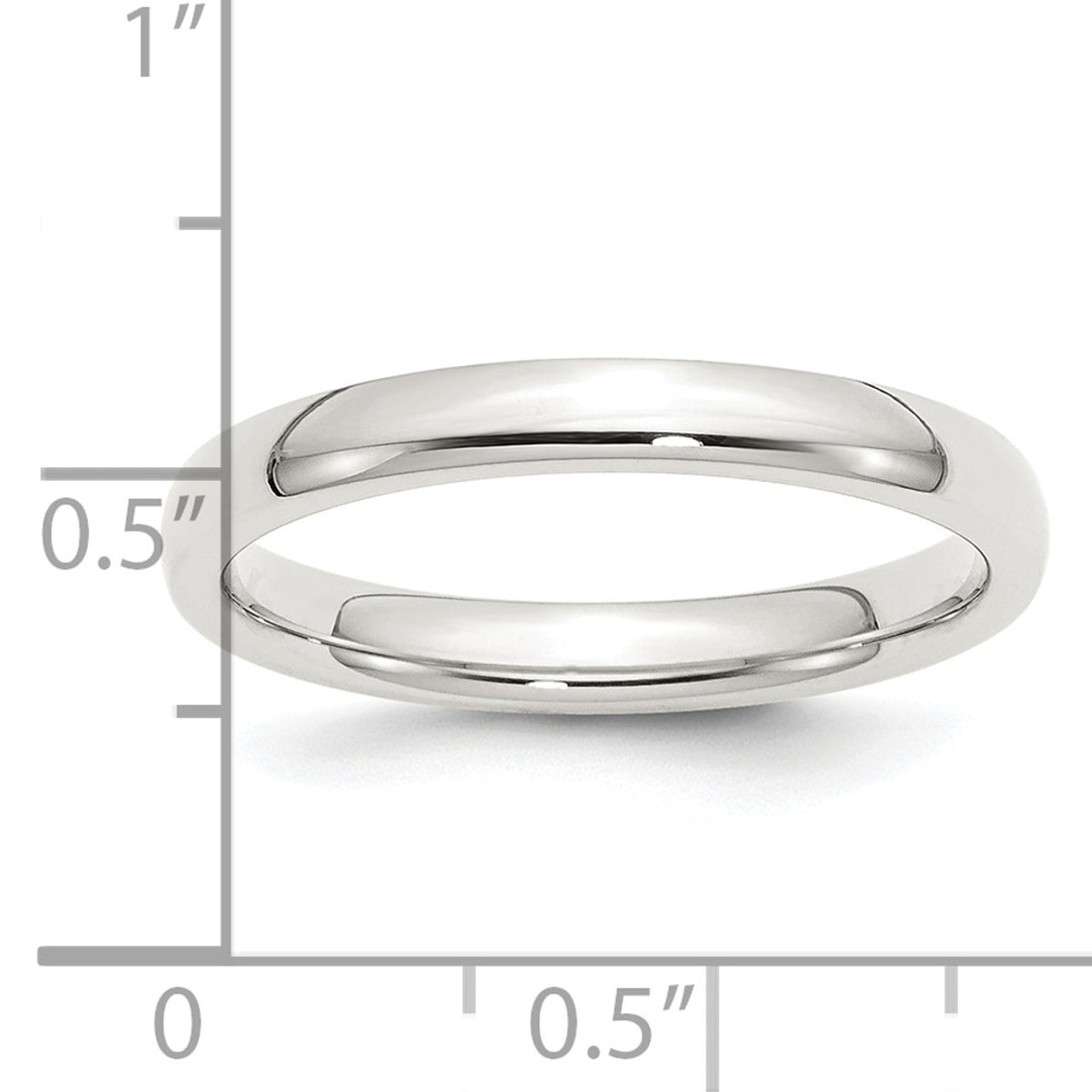 Sterling Silver Rhodium-Plated 3mm Comfort Fit Band product image