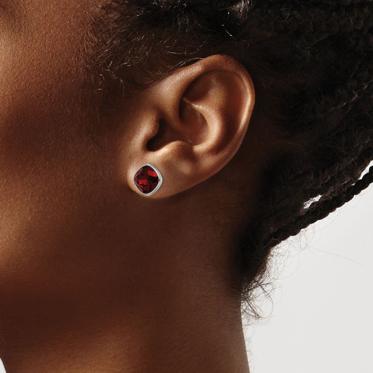 Titanium Polished Faceted Crystal Post Earrings product image