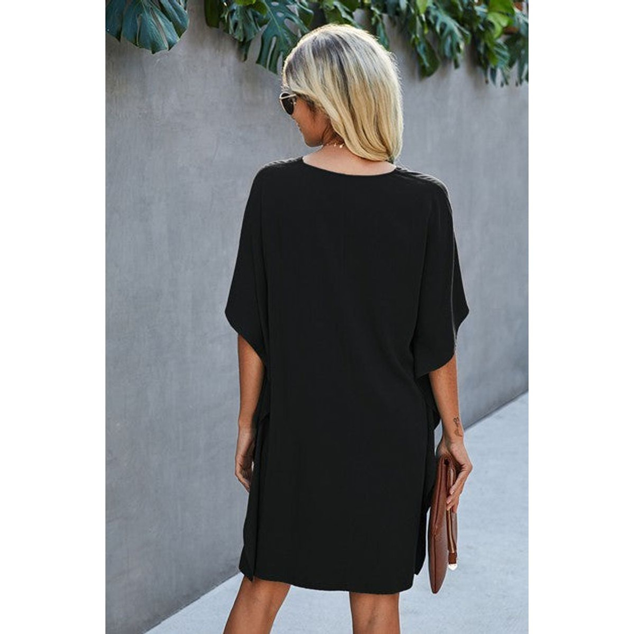 Women's V-Neck Dolman Sleeve Batwing-Style Dress product image