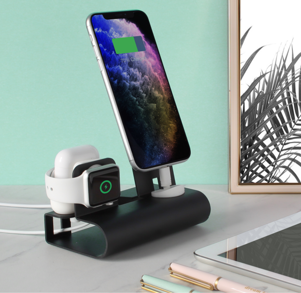 Aduro 3-in-1 Desktop Charging Stand for iPhone, AirPods, & Apple Watch product image
