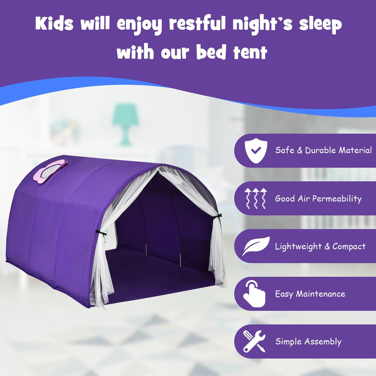 Costway Kids Bed Tent Playhouse with Carry Bag product image