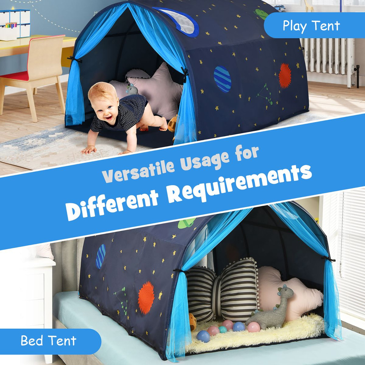 Kids' Bed Tent Playhouse with Carry Bag product image