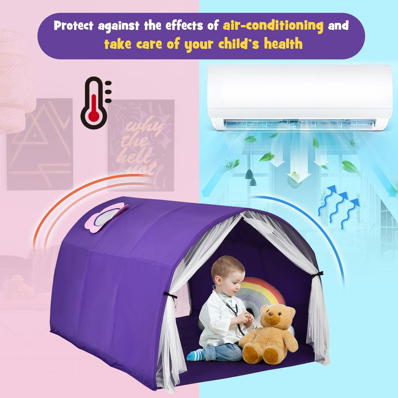 Kids' Bed Tent Playhouse with Carry Bag product image