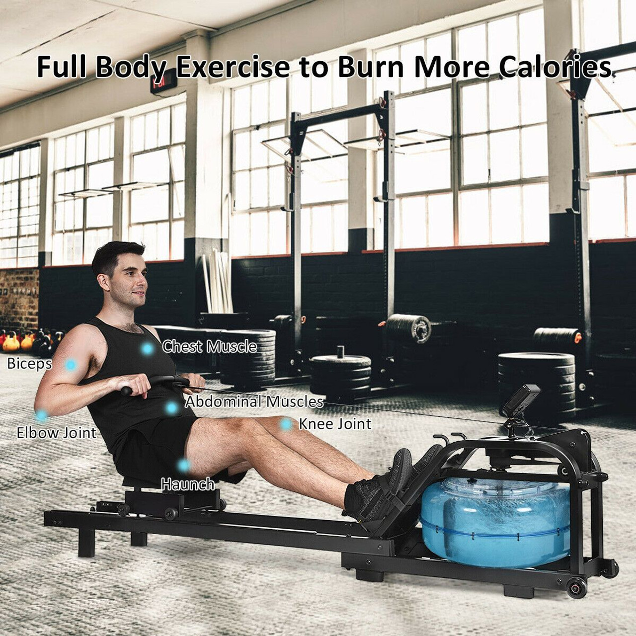 Costway Water Rowing Machine with Adjustable Resistance product image