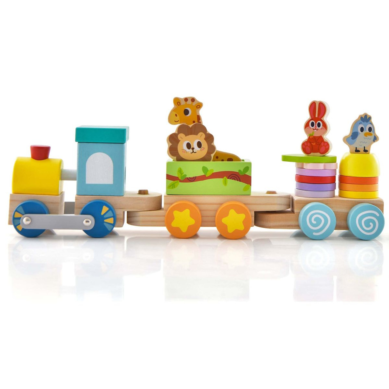 Costway Wooden Stackable Train Set with Animal Toys product image